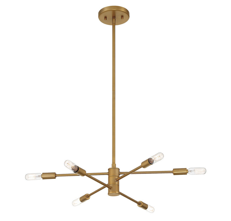 Savoy House 1-7000-6-322 Six Light Chandelier, Warm Brass