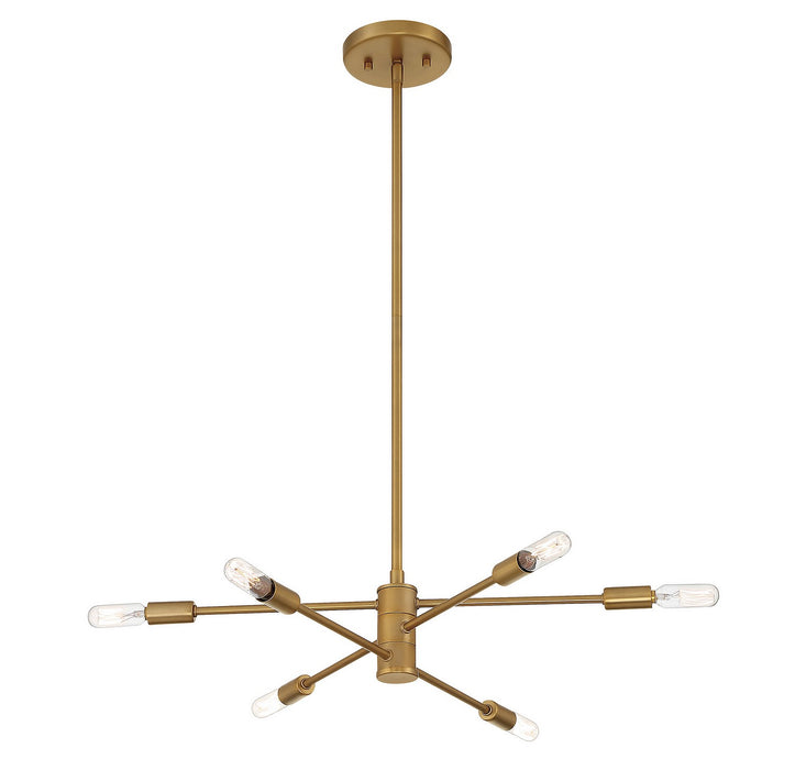 Savoy House 1-7000-6-322 Six Light Chandelier, Warm Brass