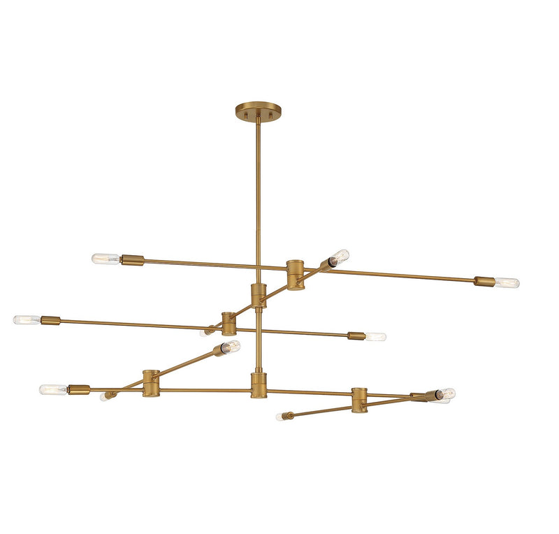 Savoy House 1-7001-12-322 12 Light Chandelier, Warm Brass