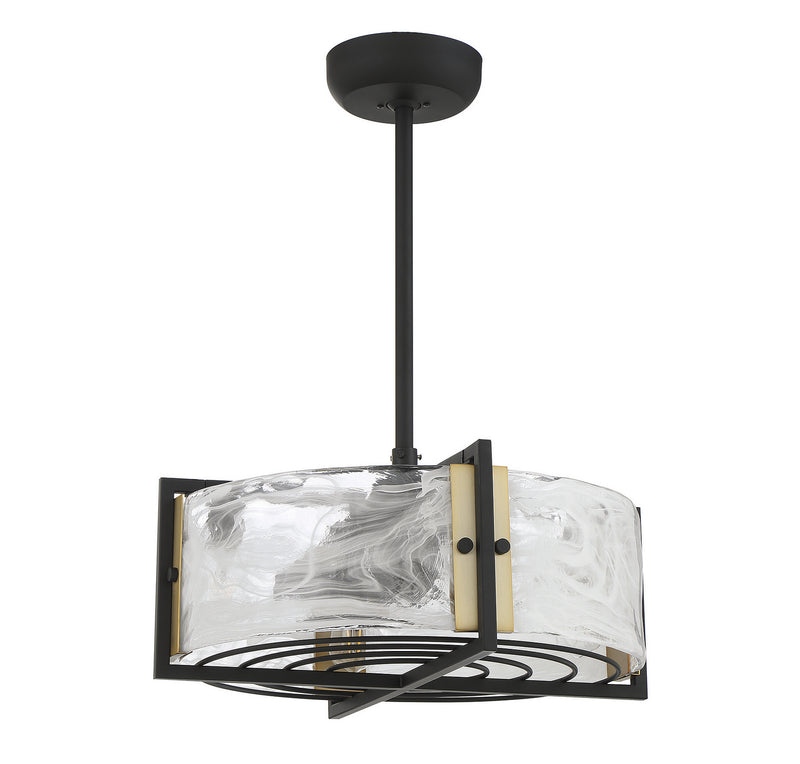 Savoy House 24-FD-1698-143 Four Light Fan D'lier, Matte Black with Warm Brass