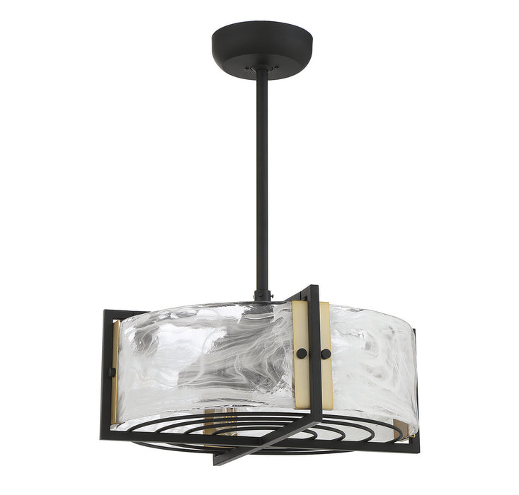 Savoy House 24-FD-1698-143 Four Light Fan D'lier, Matte Black with Warm Brass