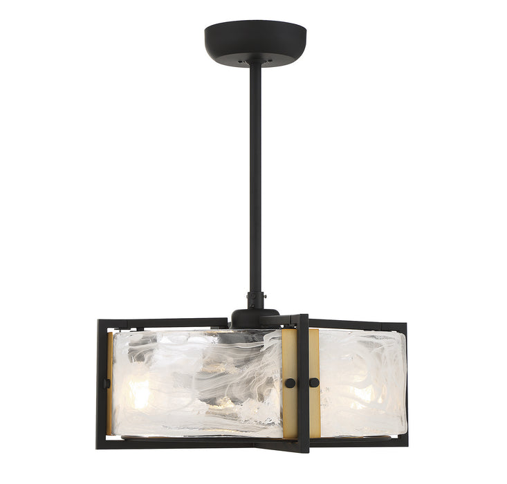 Savoy House 24-FD-1698-143 Four Light Fan D'lier, Matte Black with Warm Brass
