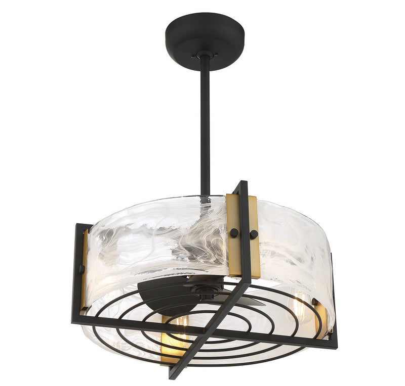 Savoy House 24-FD-1698-143 Four Light Fan D'lier, Matte Black with Warm Brass
