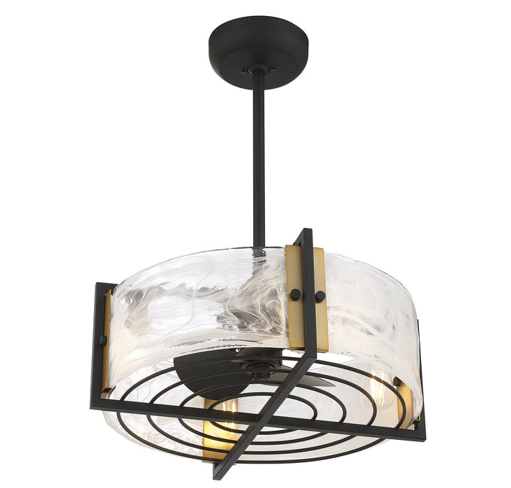 Savoy House 24-FD-1698-143 Four Light Fan D'lier, Matte Black with Warm Brass