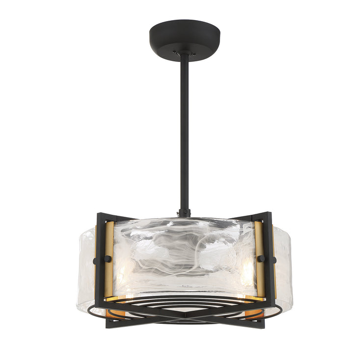 Savoy House 24-FD-1698-143 Four Light Fan D'lier, Matte Black with Warm Brass