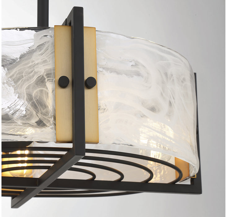 Savoy House 24-FD-1698-143 Four Light Fan D'lier, Matte Black with Warm Brass