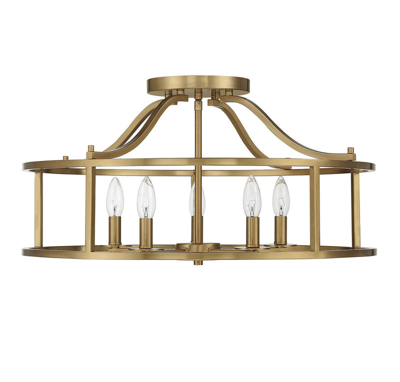 Savoy House 6-1679-5-322 Five Light Semi Flush Mount, Warm Brass