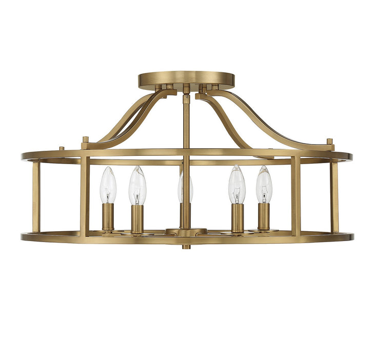 Savoy House 6-1679-5-322 Five Light Semi Flush Mount, Warm Brass