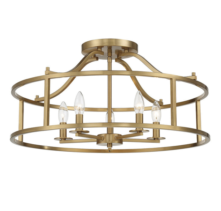 Savoy House 6-1679-5-322 Five Light Semi Flush Mount, Warm Brass