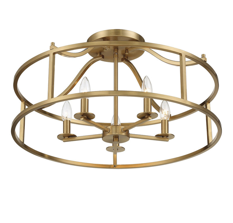 Savoy House 6-1679-5-322 Five Light Semi Flush Mount, Warm Brass