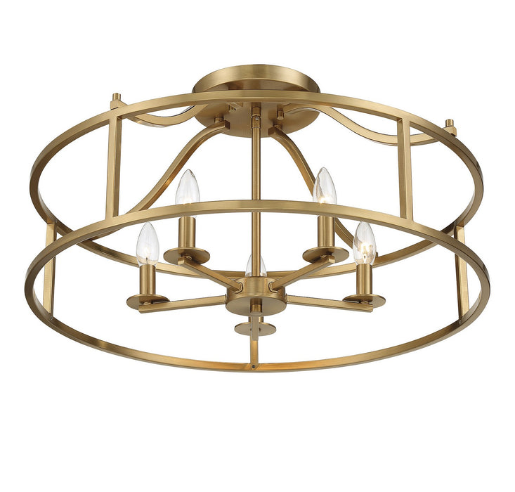 Savoy House 6-1679-5-322 Five Light Semi Flush Mount, Warm Brass