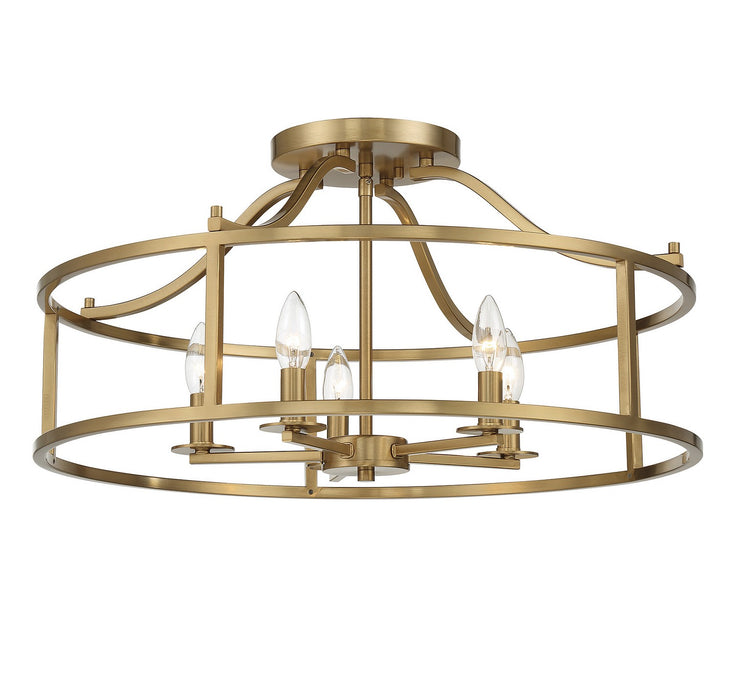 Savoy House 6-1679-5-322 Five Light Semi Flush Mount, Warm Brass