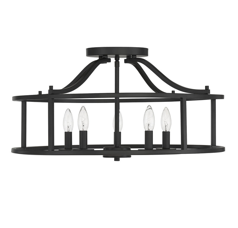 Savoy House 6-1679-5-89 Five Light Semi Flush Mount, Matte Black