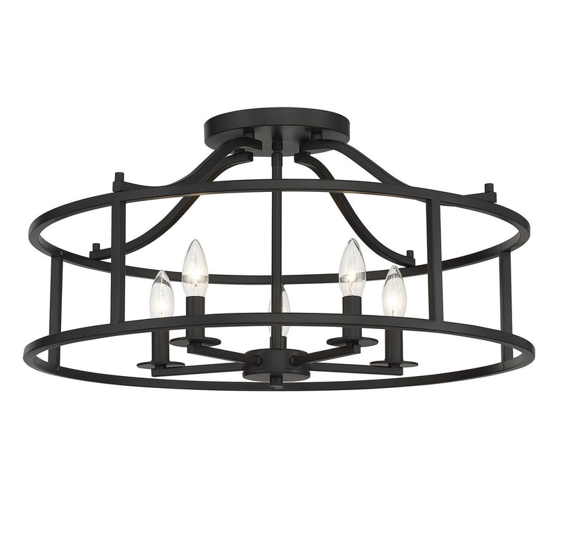 Savoy House 6-1679-5-89 Five Light Semi Flush Mount, Matte Black
