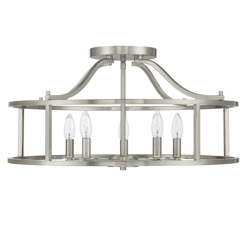 Savoy House 6-1679-5-SN Five Light Semi Flush Mount, Satin Nickel