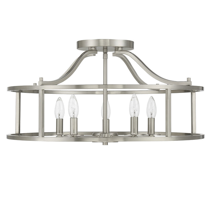 Savoy House 6-1679-5-SN Five Light Semi Flush Mount, Satin Nickel