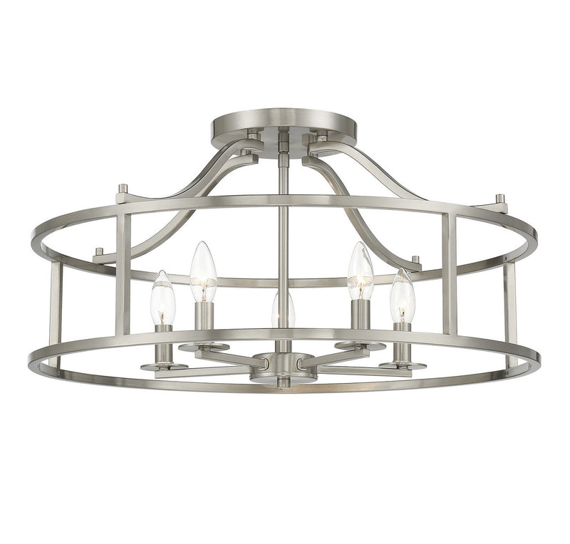 Savoy House 6-1679-5-SN Five Light Semi Flush Mount, Satin Nickel