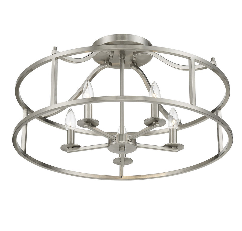 Savoy House 6-1679-5-SN Five Light Semi Flush Mount, Satin Nickel