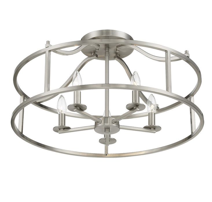 Savoy House 6-1679-5-SN Five Light Semi Flush Mount, Satin Nickel