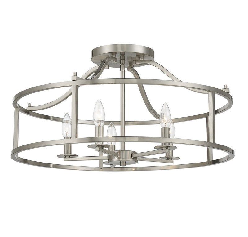Savoy House 6-1679-5-SN Five Light Semi Flush Mount, Satin Nickel