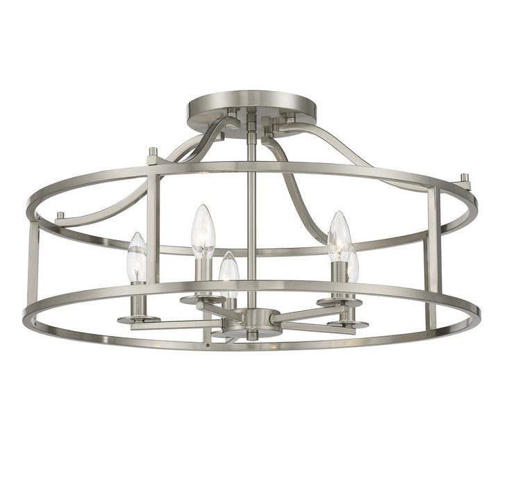 Savoy House 6-1679-5-SN Five Light Semi Flush Mount, Satin Nickel