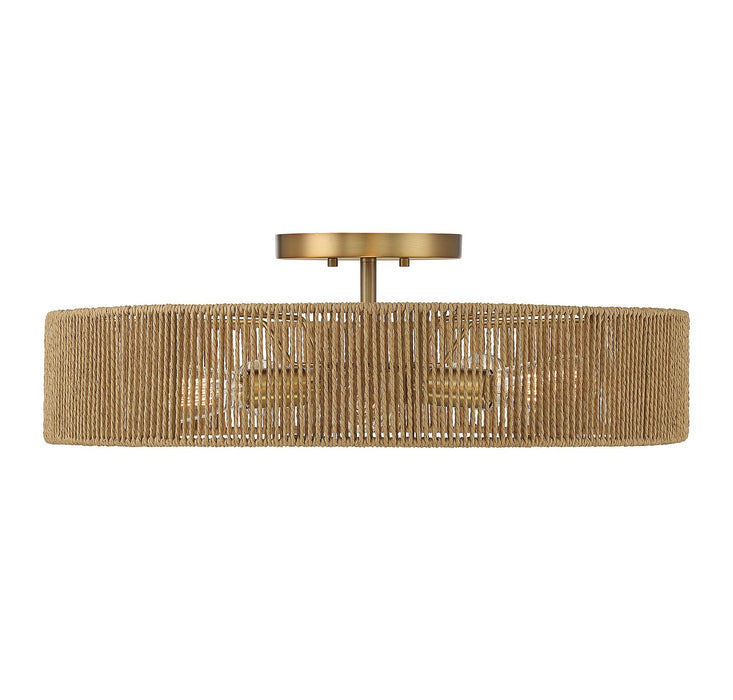 Savoy House 6-1682-5-320 Five Light Semi Flush Mount, Warm Brass and Rope