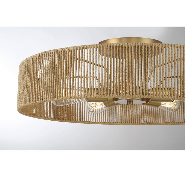 Savoy House 6-1682-5-320 Five Light Semi Flush Mount, Warm Brass and Rope