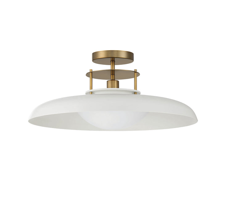 Savoy House 6-1685-1-142 One Light Semi-Flush Mount, White with Warm Brass