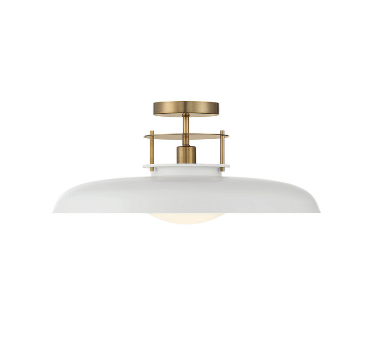 Savoy House 6-1685-1-142 One Light Semi-Flush Mount, White with Warm Brass