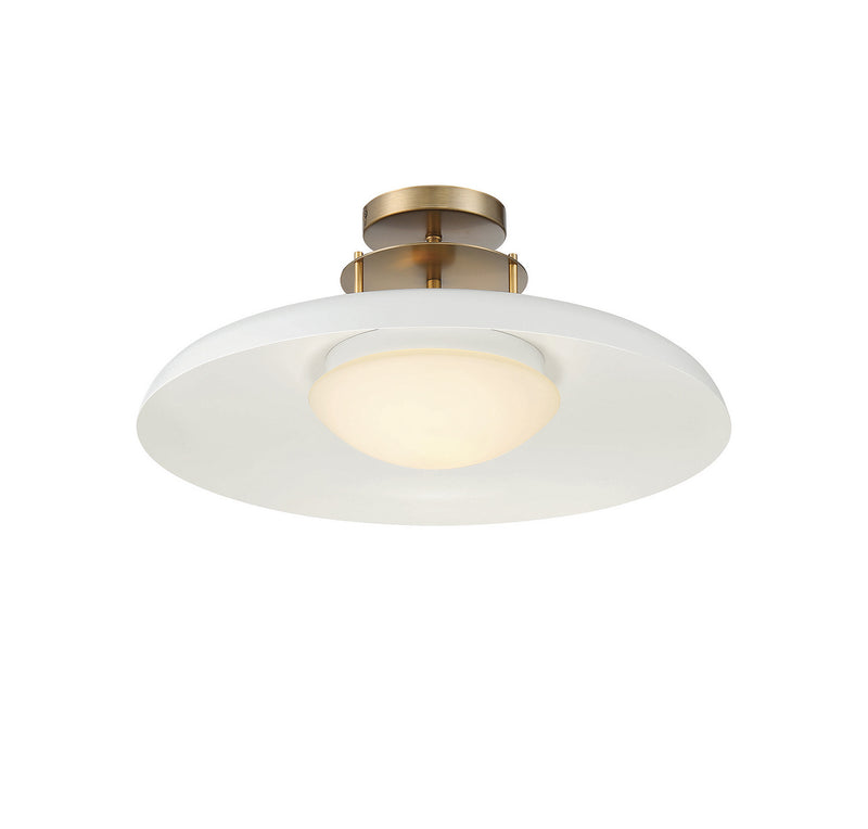 Savoy House 6-1685-1-142 One Light Semi-Flush Mount, White with Warm Brass