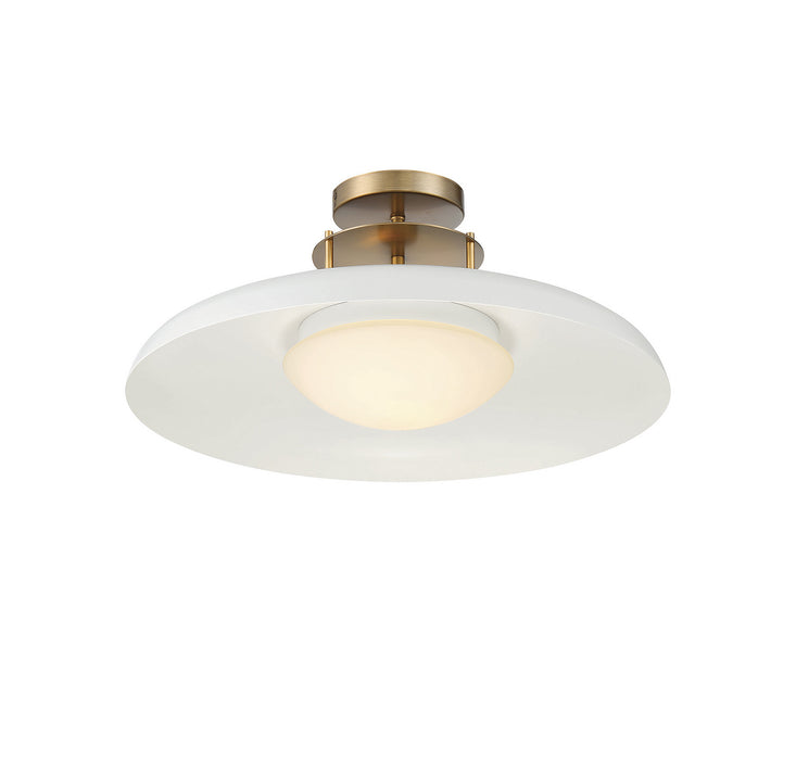 Savoy House 6-1685-1-142 One Light Semi-Flush Mount, White with Warm Brass