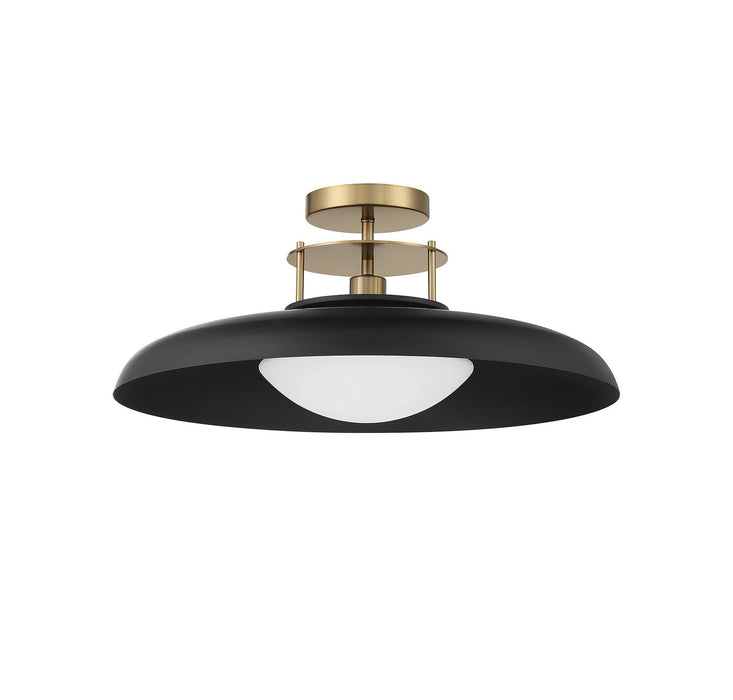Savoy House 6-1685-1-143 One Light Semi-Flush Mount, Matte Black with Warm Brass