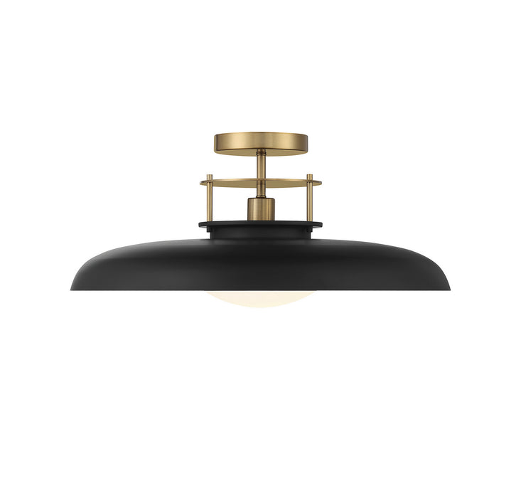 Savoy House 6-1685-1-143 One Light Semi-Flush Mount, Matte Black with Warm Brass