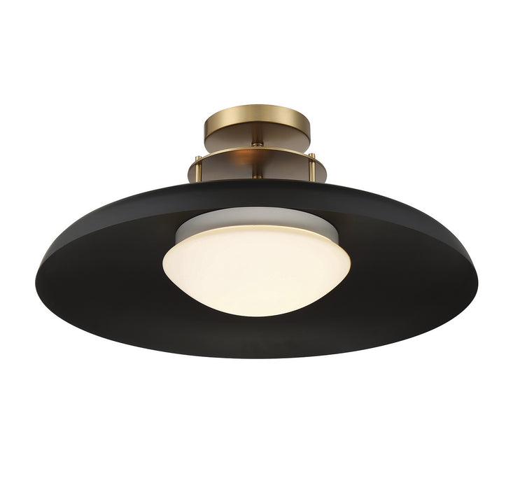 Savoy House 6-1685-1-143 One Light Semi-Flush Mount, Matte Black with Warm Brass