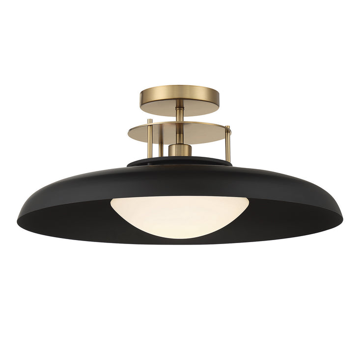 Savoy House 6-1685-1-143 One Light Semi-Flush Mount, Matte Black with Warm Brass
