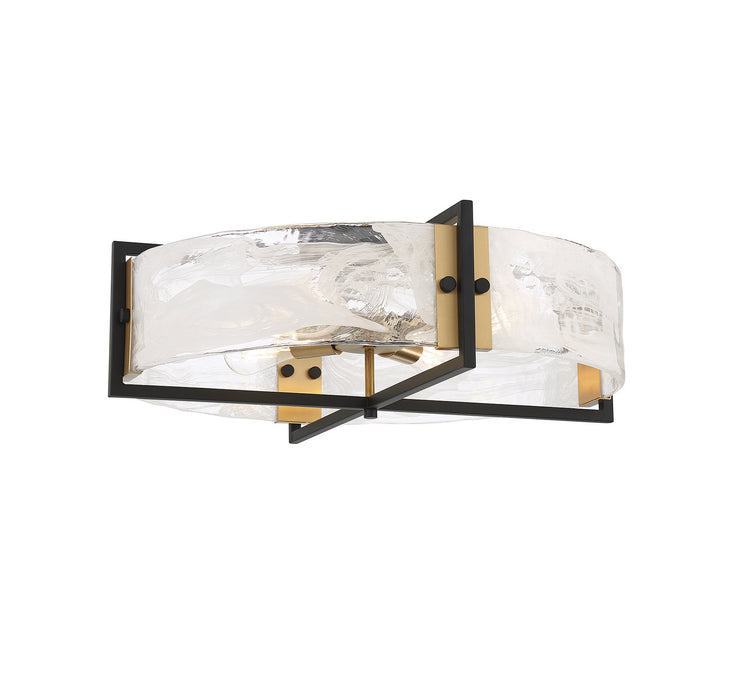 Savoy House 6-1695-4-143 Four Light Semi-Flush Mount, Matte Black with Warm Brass