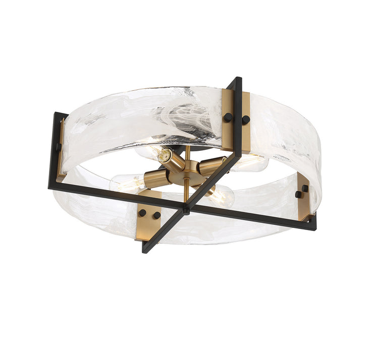Savoy House 6-1695-4-143 Four Light Semi-Flush Mount, Matte Black with Warm Brass