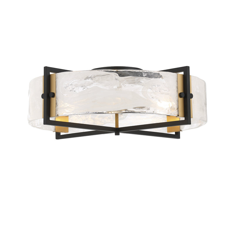 Savoy House 6-1695-4-143 Four Light Semi-Flush Mount, Matte Black with Warm Brass