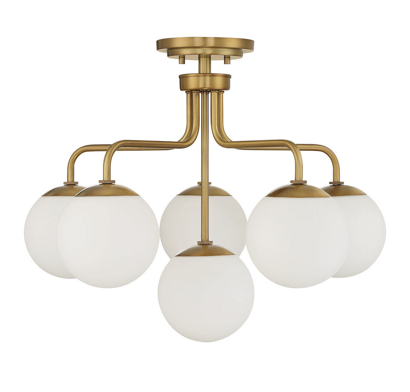 Savoy House 6-1950-6-322 Six Light Semi-Flush Mount, Warm Brass