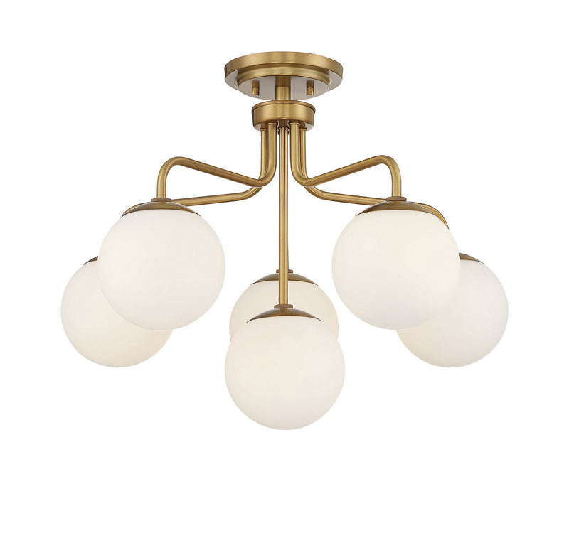 Savoy House 6-1950-6-322 Six Light Semi-Flush Mount, Warm Brass
