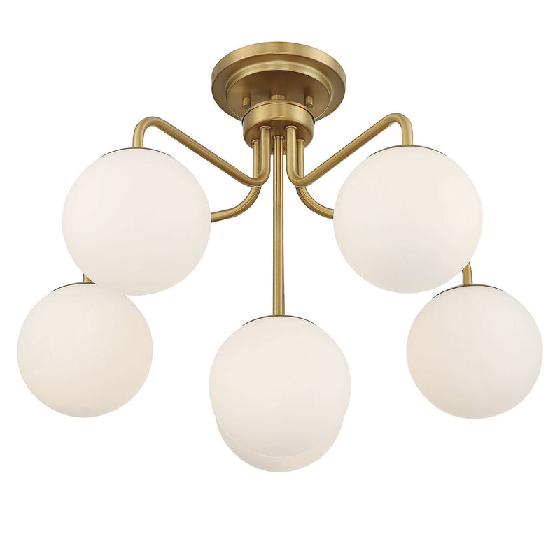 Savoy House 6-1950-6-322 Six Light Semi-Flush Mount, Warm Brass