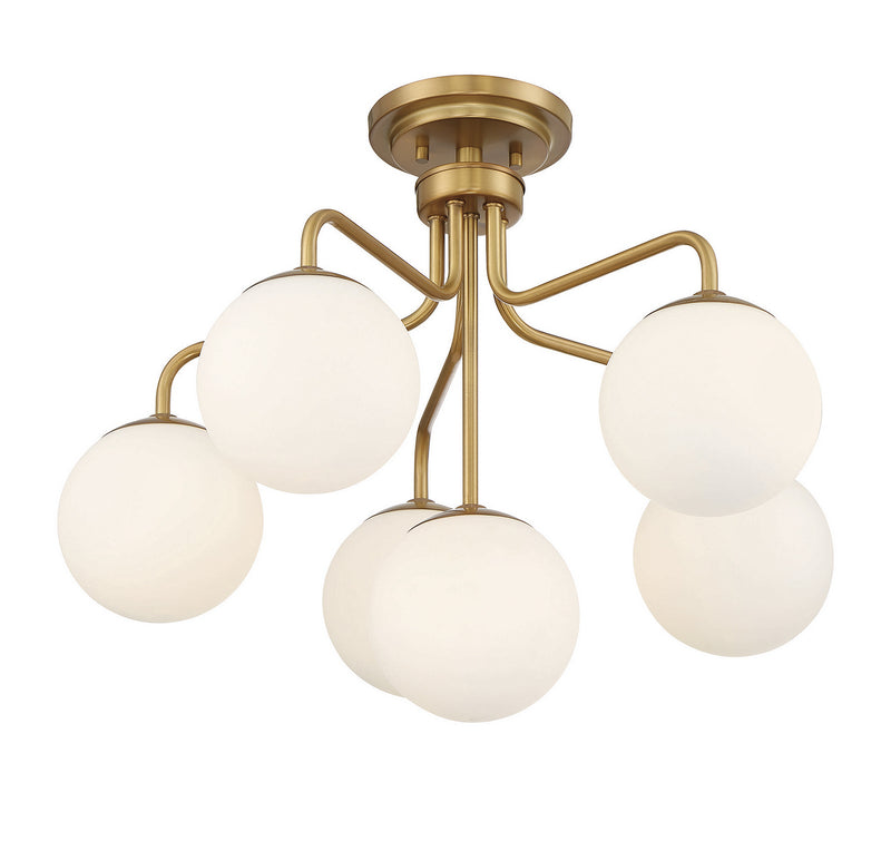 Savoy House 6-1950-6-322 Six Light Semi-Flush Mount, Warm Brass