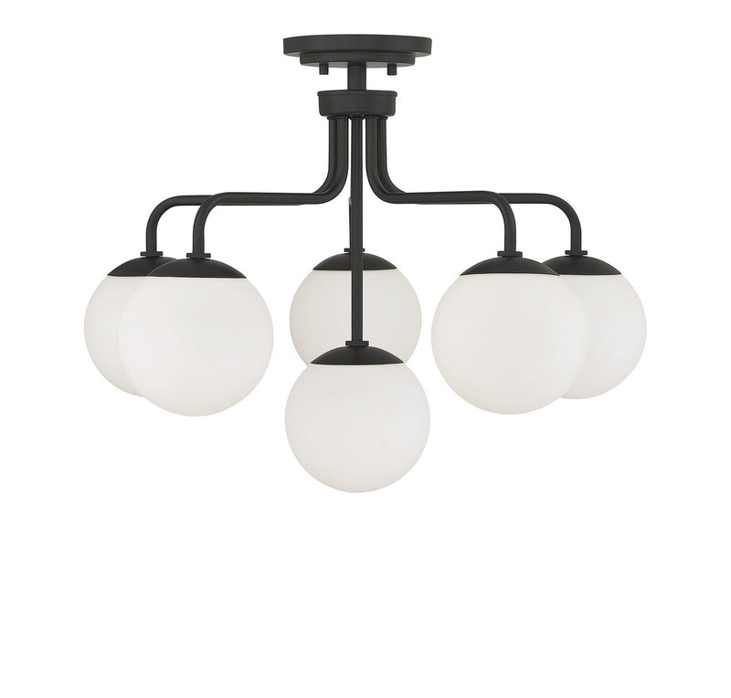 Savoy House 6-1950-6-89 Six Light Semi-Flush Mount, Matte Black