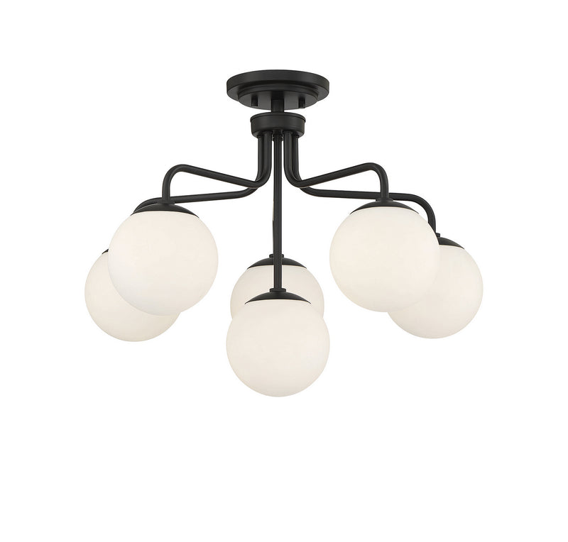 Savoy House 6-1950-6-89 Six Light Semi-Flush Mount, Matte Black