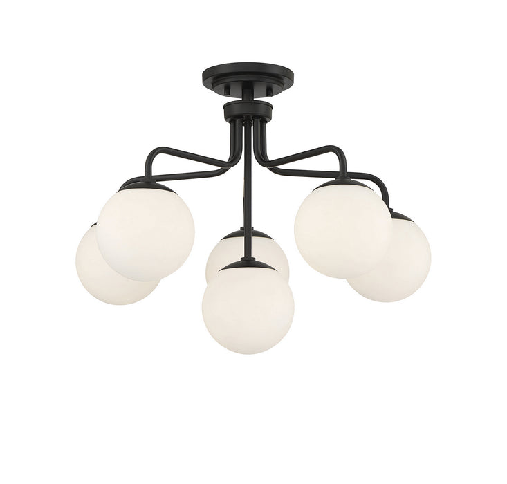 Savoy House 6-1950-6-89 Six Light Semi-Flush Mount, Matte Black
