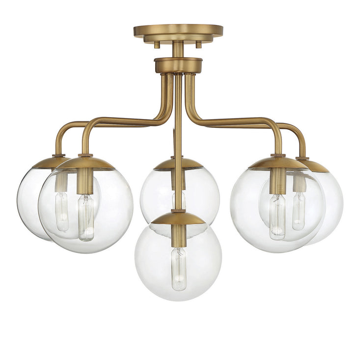 Savoy House 6-1951-6-322 Six Light Semi-Flush Mount, Warm Brass