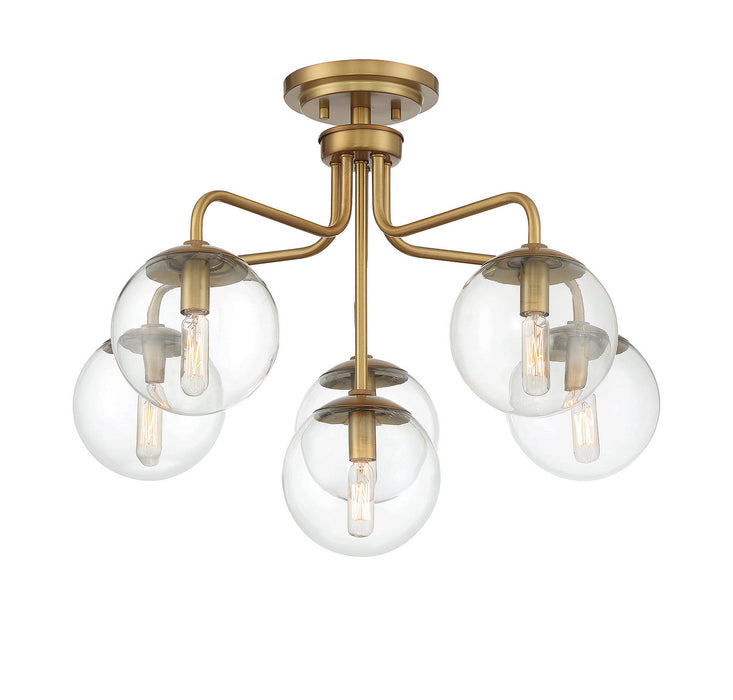 Savoy House 6-1951-6-322 Six Light Semi-Flush Mount, Warm Brass