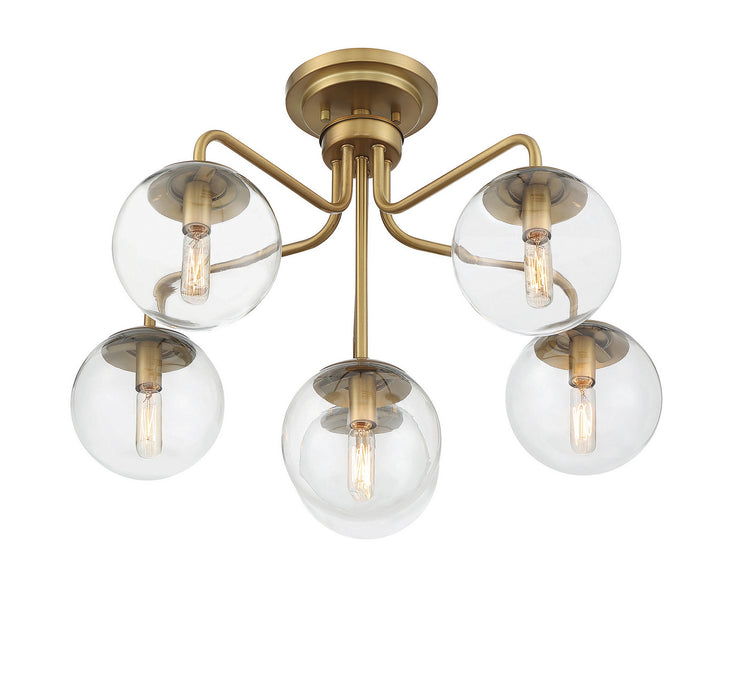 Savoy House 6-1951-6-322 Six Light Semi-Flush Mount, Warm Brass