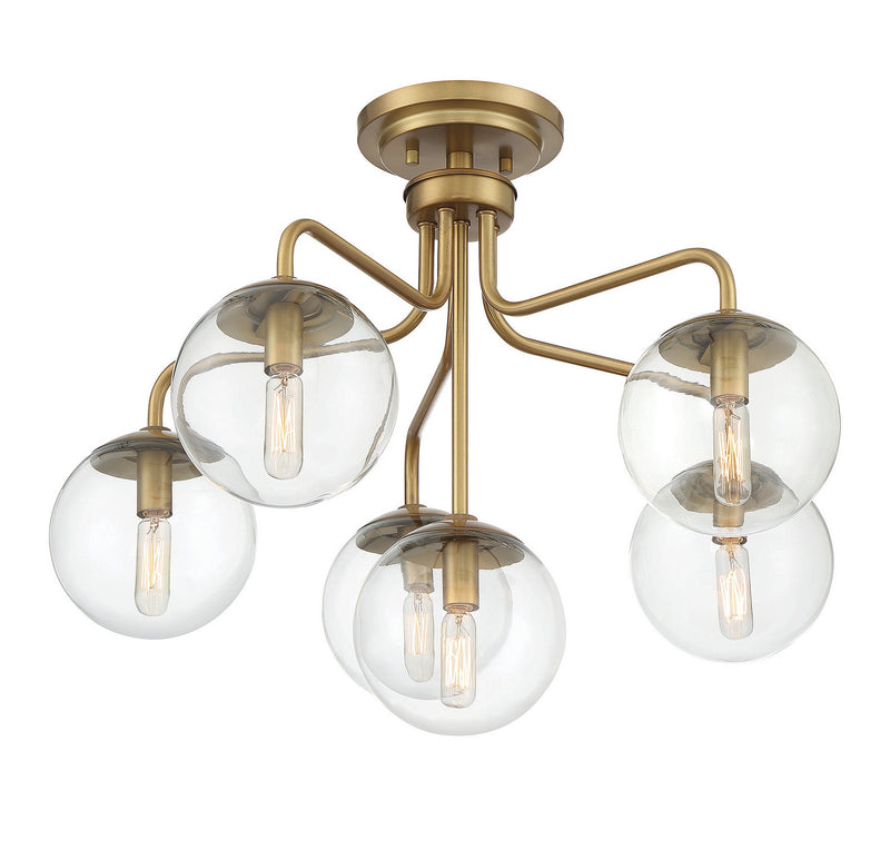 Savoy House 6-1951-6-322 Six Light Semi-Flush Mount, Warm Brass