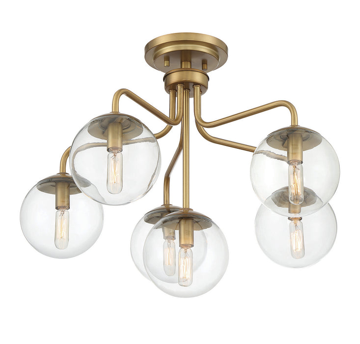 Savoy House 6-1951-6-322 Six Light Semi-Flush Mount, Warm Brass